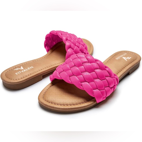 Shoes - NEW WOVEN FLAT SANDALs in Pink with built in cushion size 6